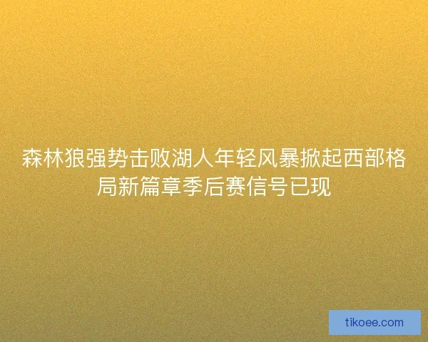 森林狼强势击败湖人年轻风暴掀起西部格局新篇章季后赛信号已现