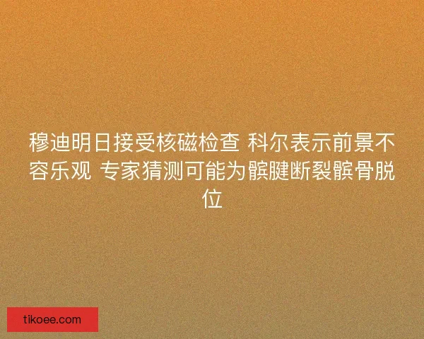 穆迪明日接受核磁检查 科尔表示前景不容乐观 专家猜测可能为髌腱断裂髌骨脱位